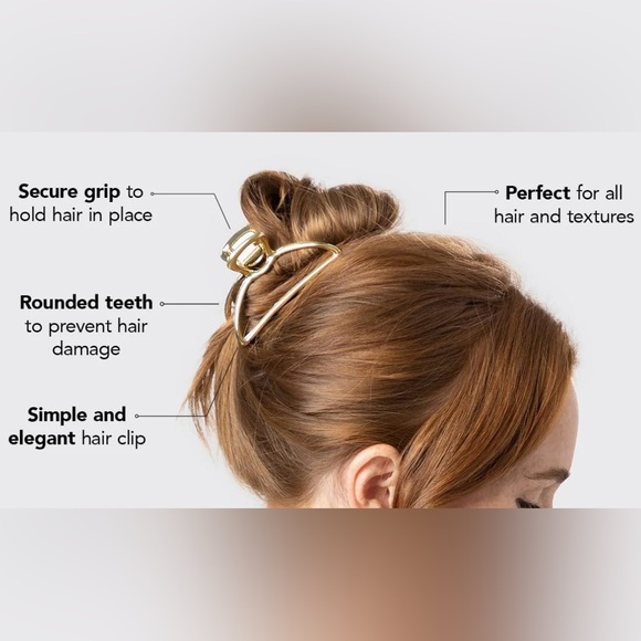 Kitsch All Day Wear Gold Metal Hair Claw Clip NWT - Picture 4 of 6